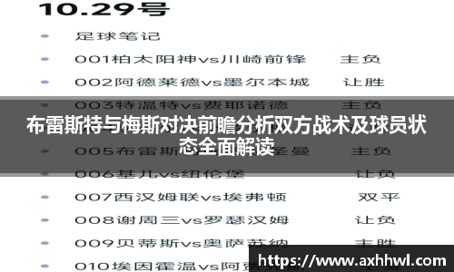 布雷斯特与梅斯对决前瞻分析双方战术及球员状态全面解读